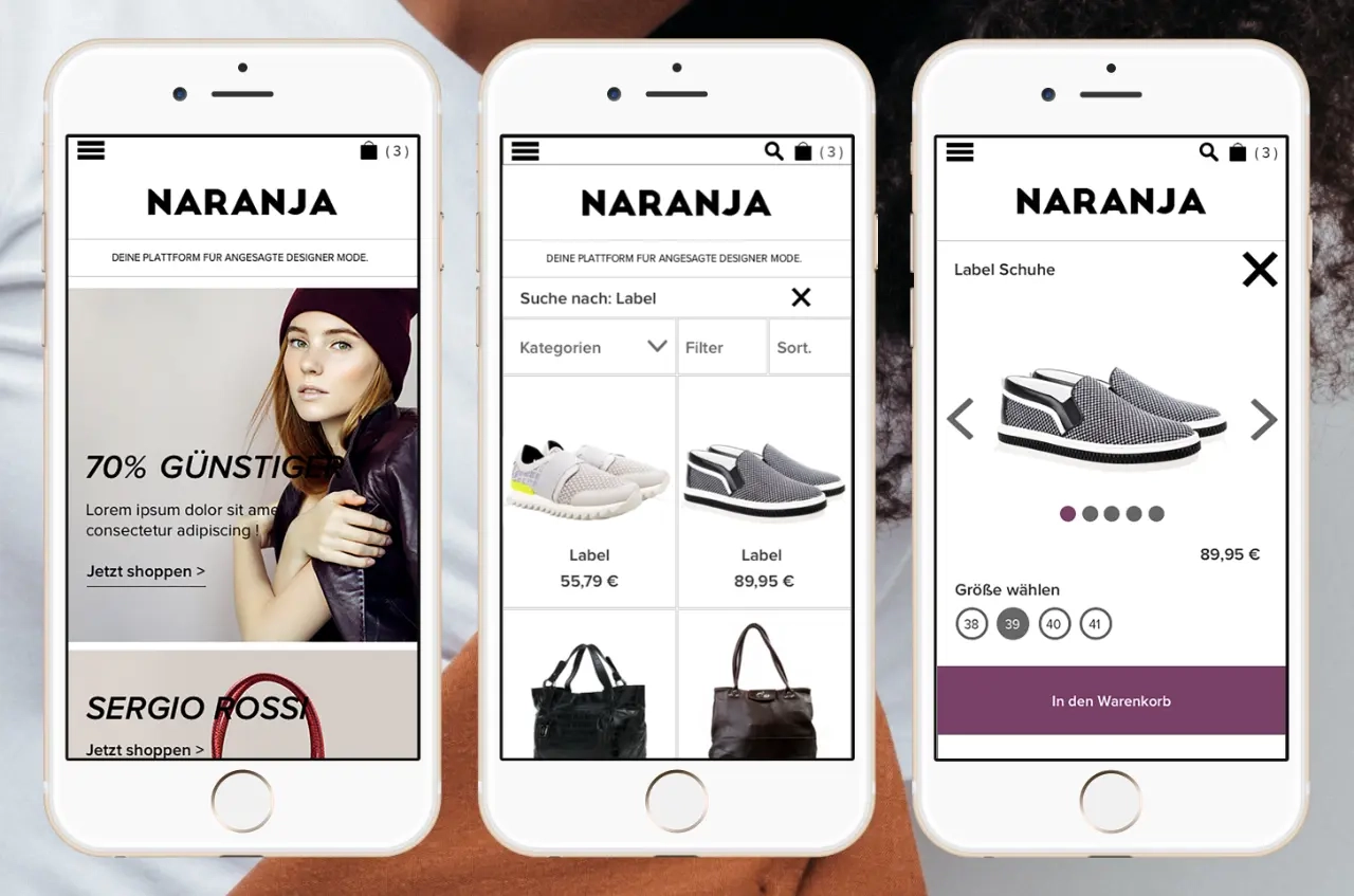A picture of the NARANJA ecommerce ux design